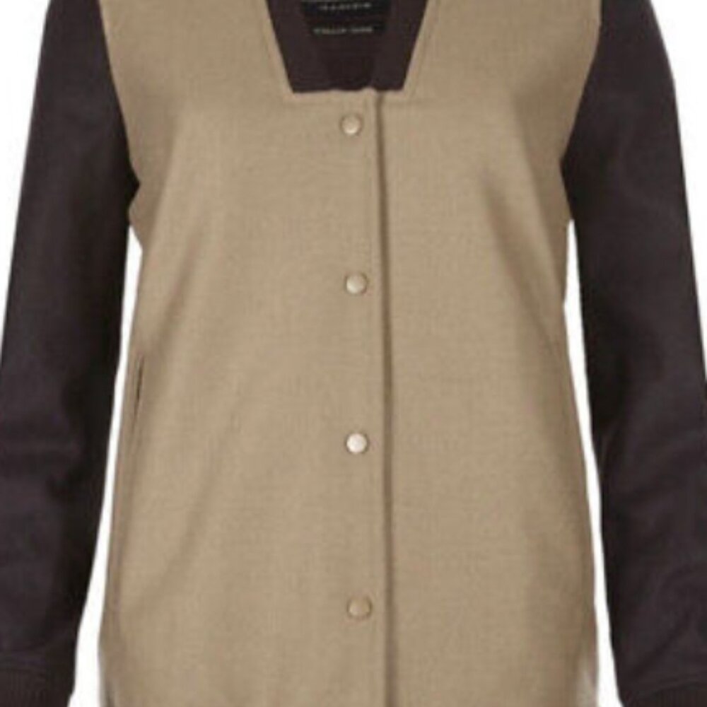 All Saints Size 8 Lucas Varsity Bomber Jacket Woo… - image 2